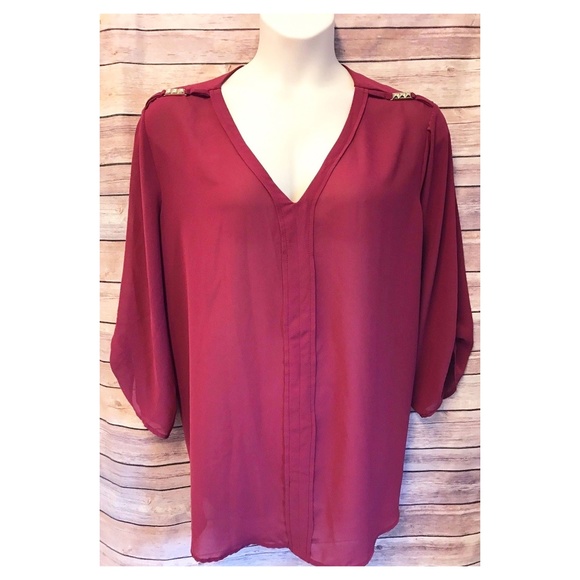 Avenue Tops - 🌹SPRING SALE!🌹 AVENUE Blouse Red Semi Sheer